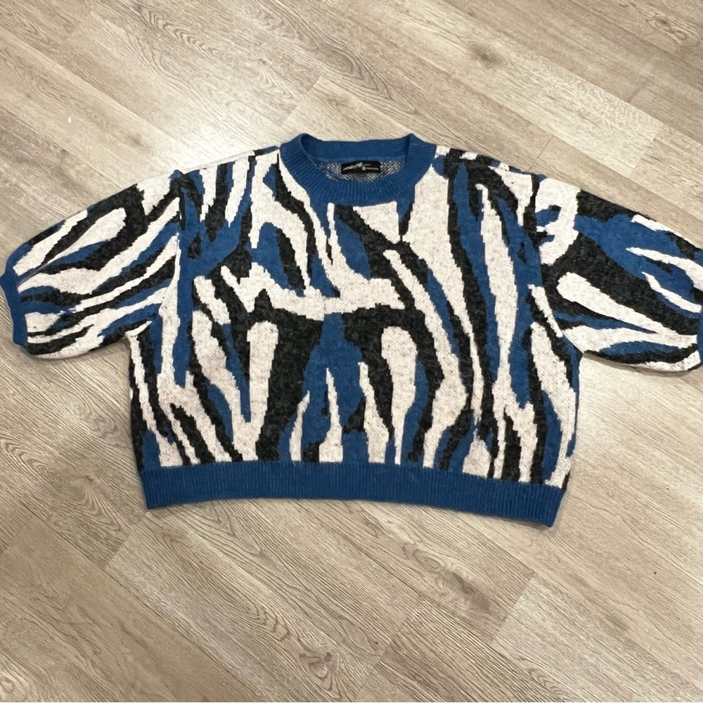 Jacquard Zebra Print Ivory Sweater